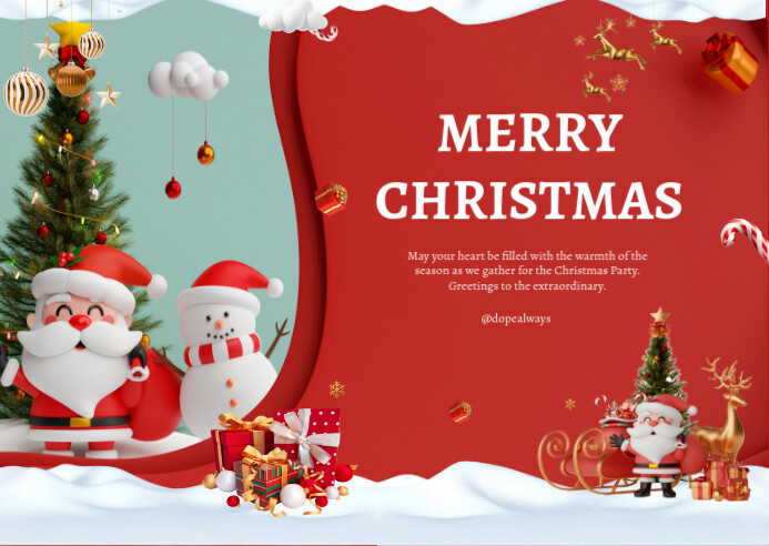 Red Maximalist Merry Christmas Postcard Template | PosterMyWall