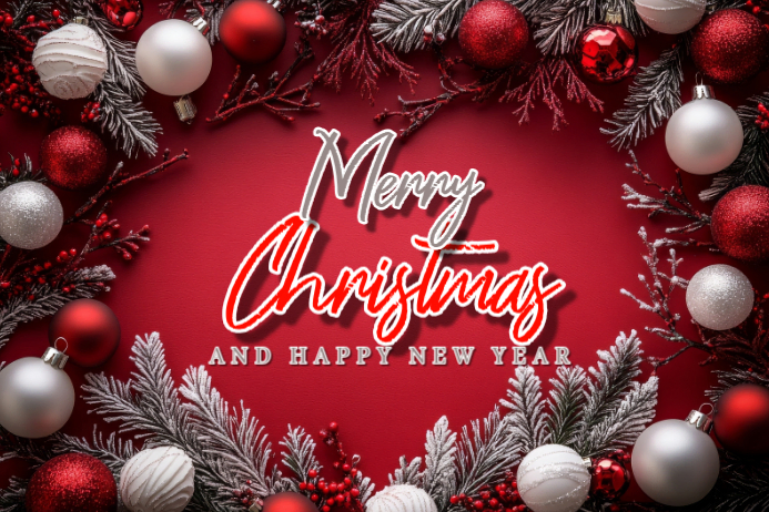 Red Maximalist Merry Christmas Poster Template | PosterMyWall