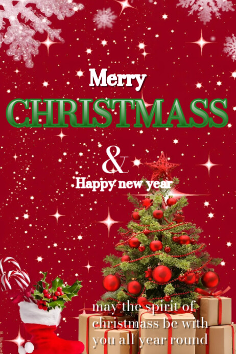 Red Maximalist Merry Christmas Poster Template | PosterMyWall