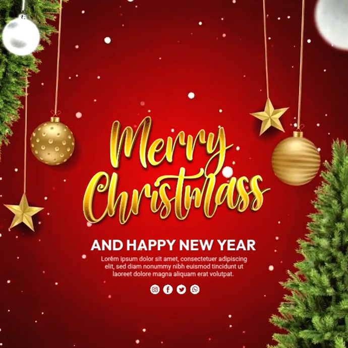 Red Maximalist Merry Christmas Template Video Square (1:1) | PosterMyWall