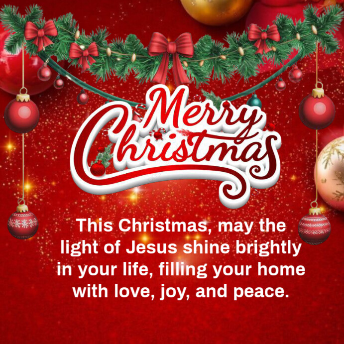 Red Maximalist Merry Christmas Wishes Template Design Instagram Post ...