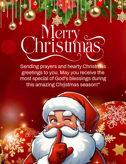 Red Maximalist Merry Christmas Wishes Template Flyer (us Letter ...