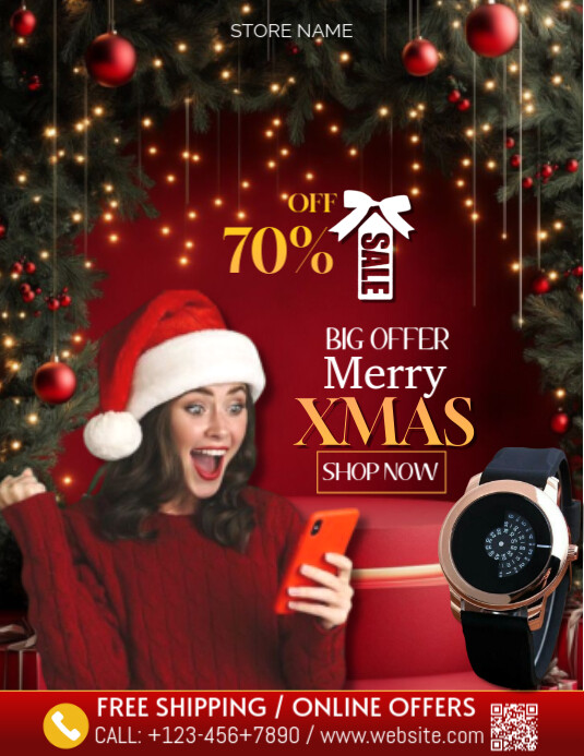 Copy of Red Maximalist Merry Xmas sale Flyer (us Letter) | PosterMyWall