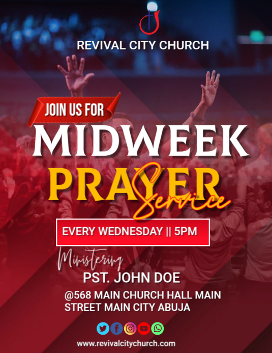 Copy of Red Maximalist Midweek Prayer Service Flyer (us Letter ...
