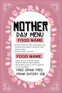 Red Maximalist Mother's Day Menu Poster template