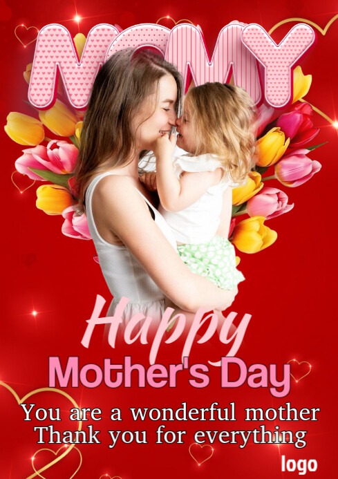 Red Maximalist Mother's Day A4 template