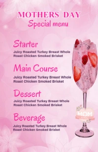 Red Maximalist Mothers Day Menu Template Design Tabloid