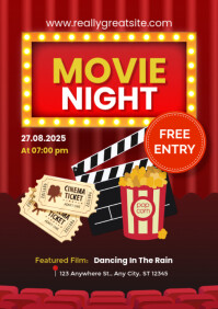 Red Maximalist Movie Night A3 template