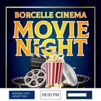 Черный Movie Night Event Instagram Post Template