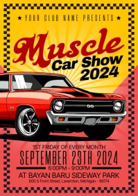 Red Maximalist Muscle Car A5 template