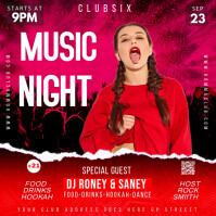 Red Maximalist Music Night  Instagram Post template