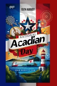 Red Maximalist National Acadian Day  Poster template