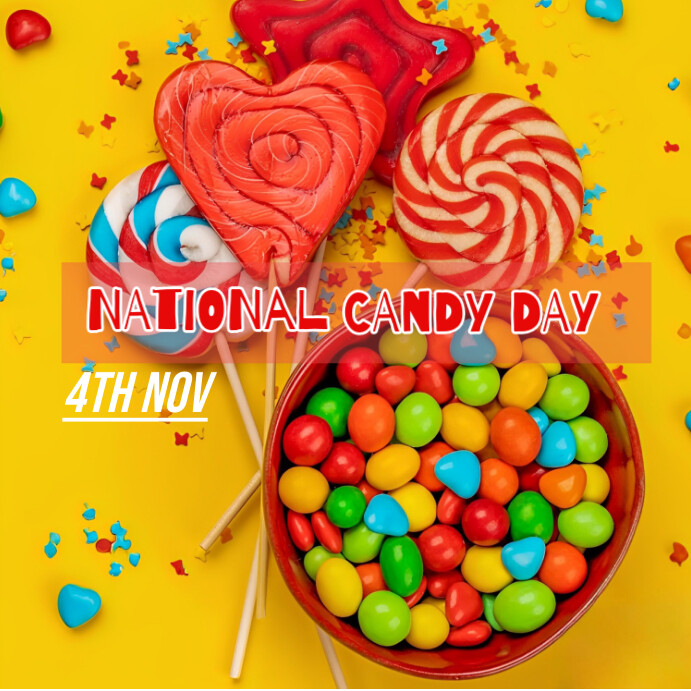Red Maximalist National Candy Day Instagram Post Template PosterMyWall