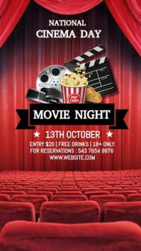 Red Maximalist National Cinema Day  Instagram Story template