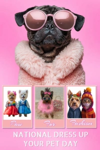 Red Maximalist National Dress Up Your Pet Day Pinterest Graphic template