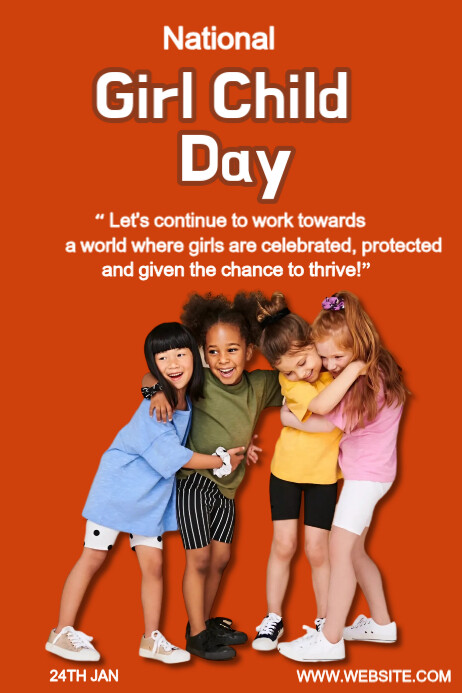 Red Maximalist National Girl Child Day Poster template