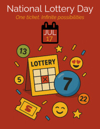 Red Maximalist National Lottery Day Flyer (us Letter) template