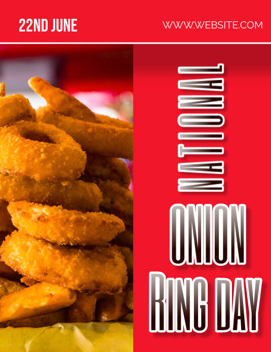 Red Maximalist National Onion Ring Day Flyer Folheto (US Letter) template