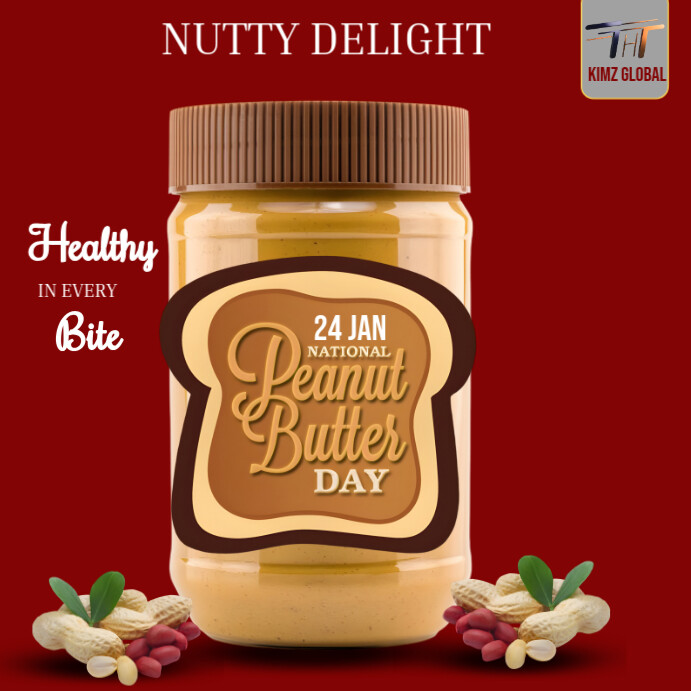 Red Maximalist National Peanut Butter Day Instagram Post Template ...