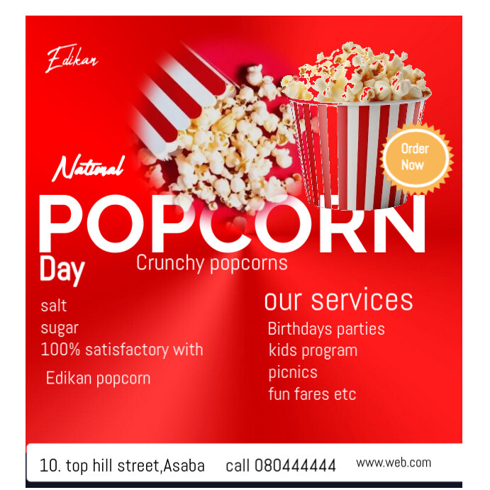 Red Maximalist National Popcorn Day Celebration Instagram Post Template ...