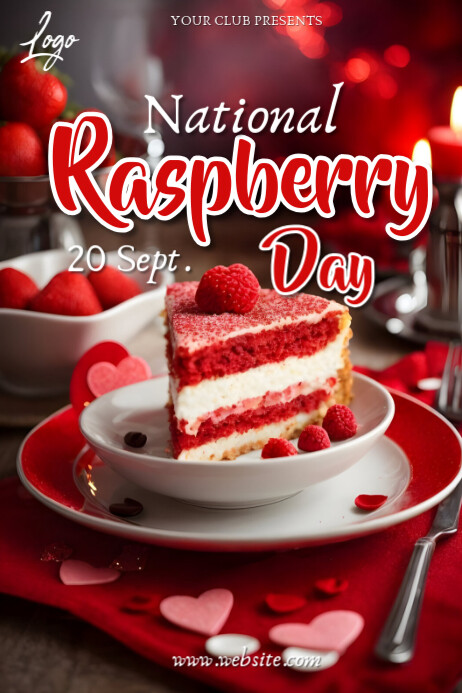 Red Maximalist National Raspberry Day Poster Templat | PosterMyWall