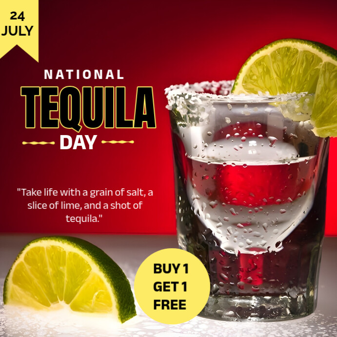 Red Maximalist National Tequila Day Instagram Post template
