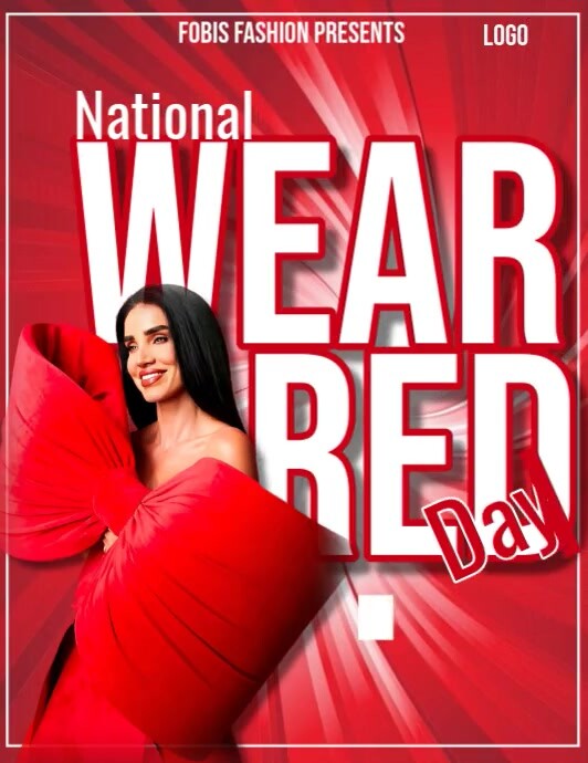 Red Maximalist National Wear Red Day Flyer (us Letter) template