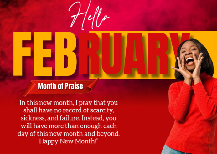 Red Maximalist New Month Greetings  A6 template
