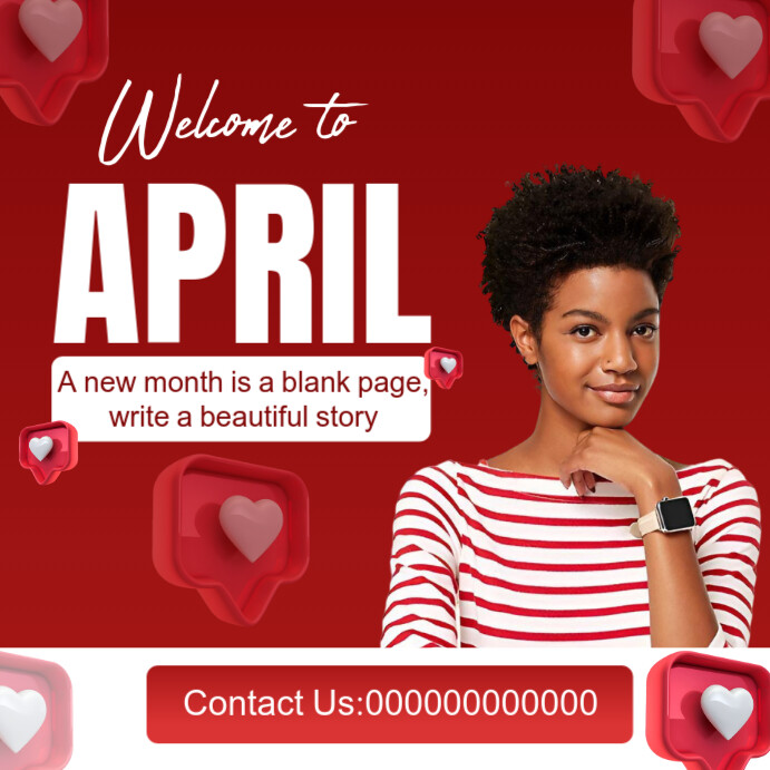 Red Maximalist New Months  Square (1:1) template