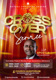 Red Maximalist New Year's Eve Cross Over Night Service/ 31st December Church Service A6 template
