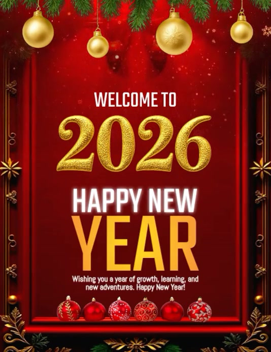 Red Maximalist New Year 2026 Template Flyer (us Letter)