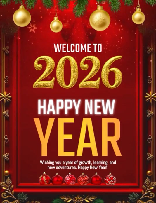 Plantilla de Red Maximalist New Year 2026 Template Flyer (us Letter ...