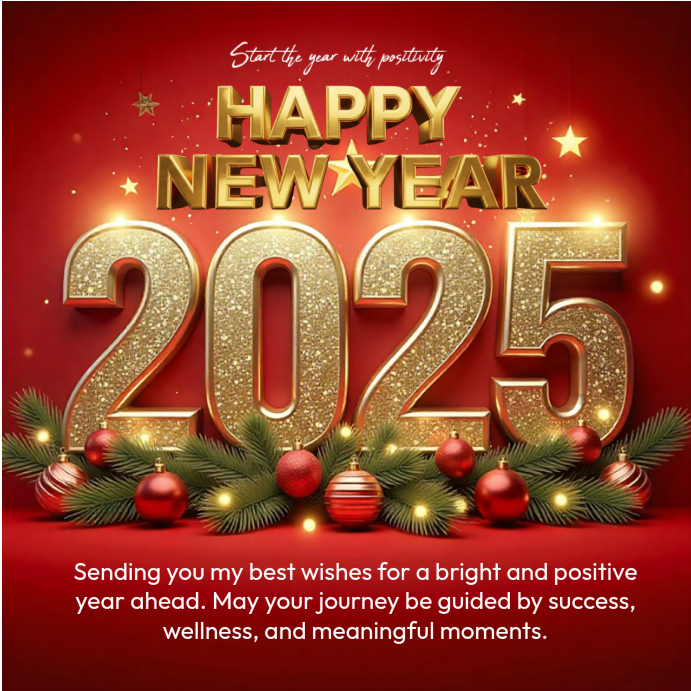 Plantilla de Red Maximalist New Year Wishes Instagram Post | PosterMyWall
