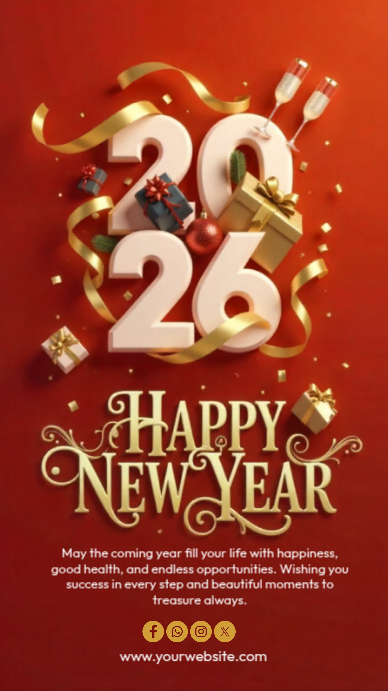 Red maximalist new year wishes instagram story Template | PosterMyWall