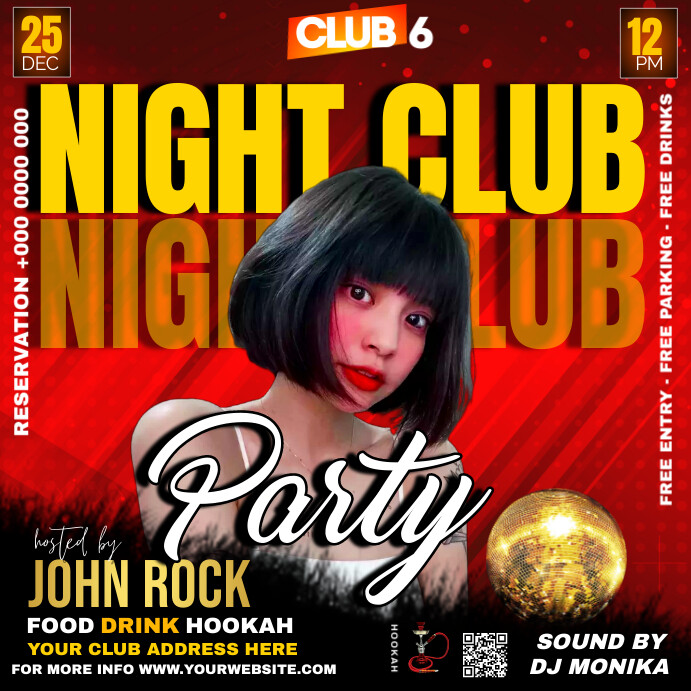 Copy of Red Maximalist Night Club Party Instagram Po | PosterMyWall
