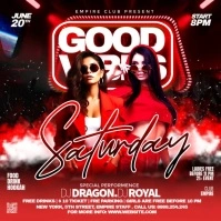 Red Maximalist Night Club Party Square (1:1) template