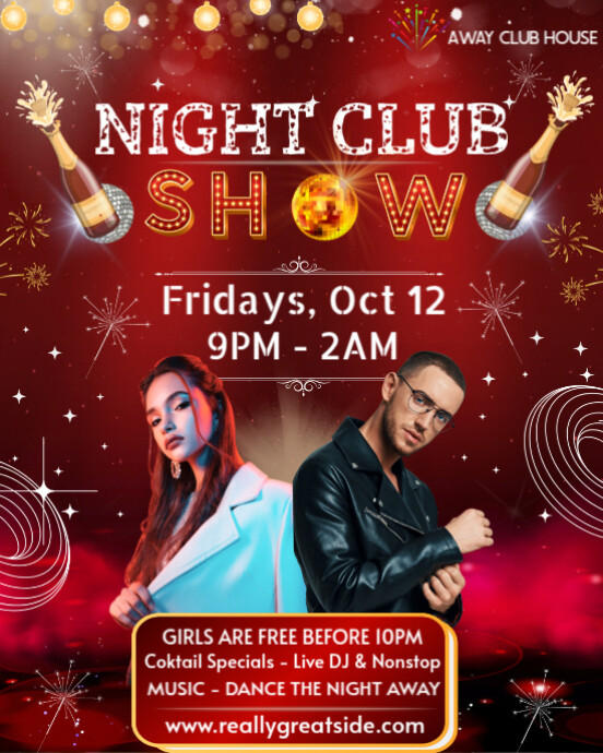 Red Maximalist Night Club Show Instagram Portrait Template | PosterMyWall