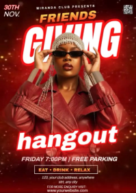 Red Maximalist Night Party Design Template  A3