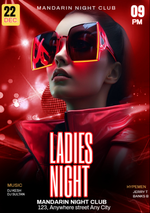 Red Maximalist Night Party Design Template  A3