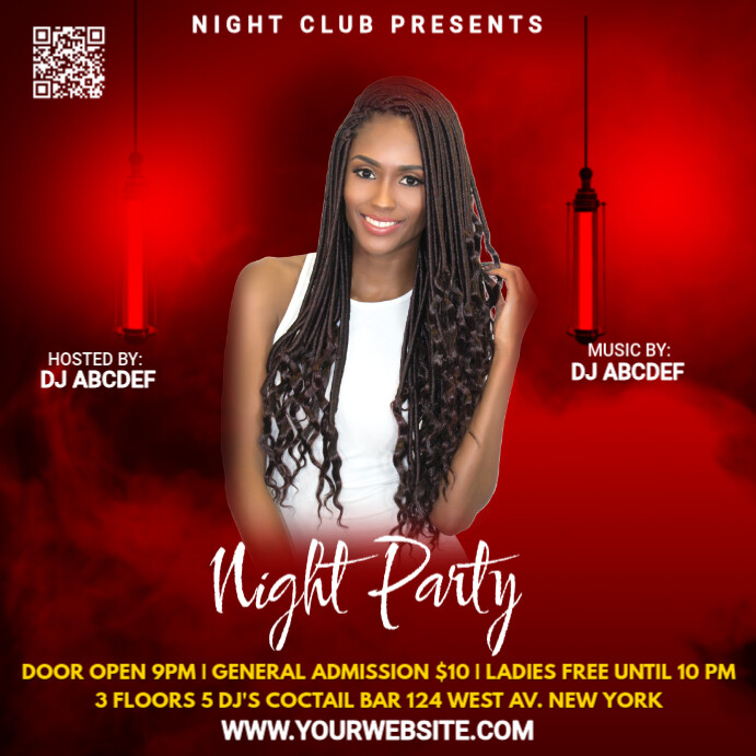 Red Maximalist Night Party Instagram Post Template | PosterMyWall