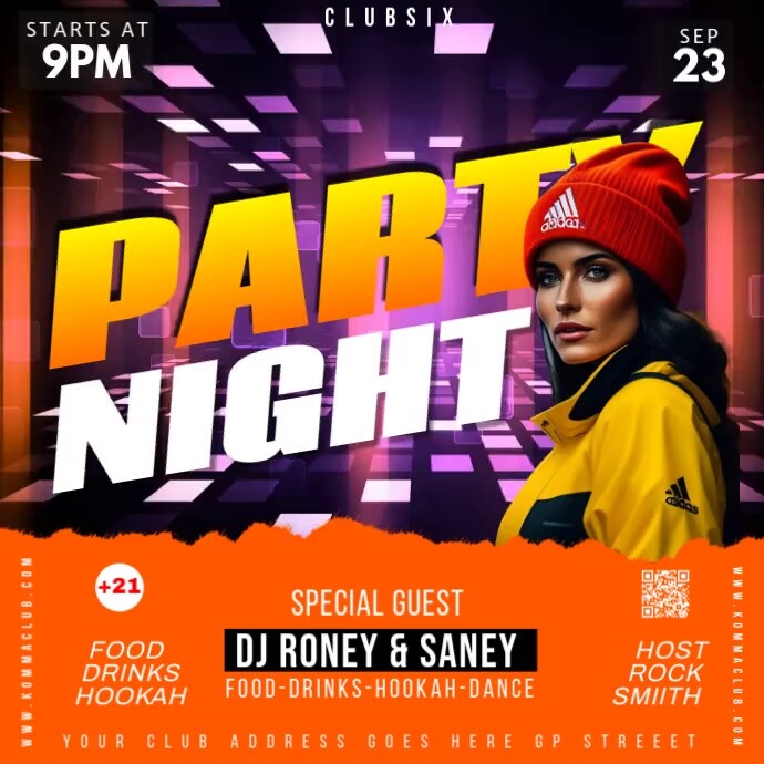 Red Maximalist Night Party Instagram Post Template | PosterMyWall