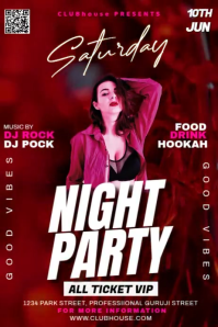 Red Maximalist Night Party Poster template
