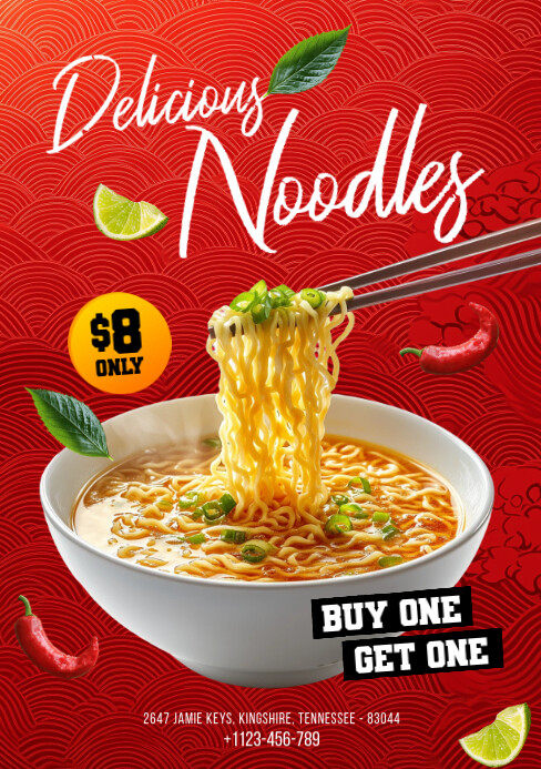 Red Maximalist Noodle A5 template