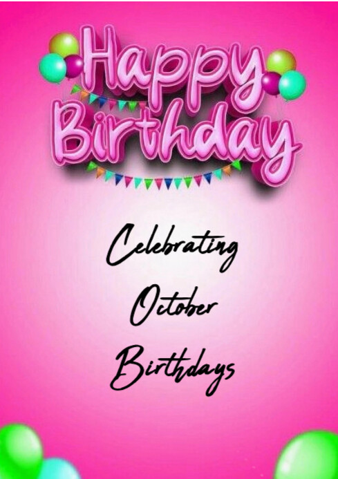 Copy of Red Maximalist October Birthdays A4 | PosterMyWall