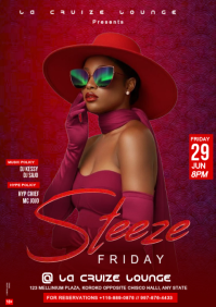 Red Maximalist Party Night Club  A3 template