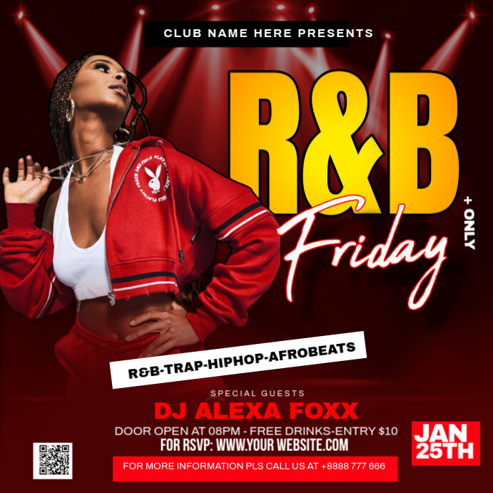 Red Maximalist Party Night Instagram Post Template | PosterMyWall