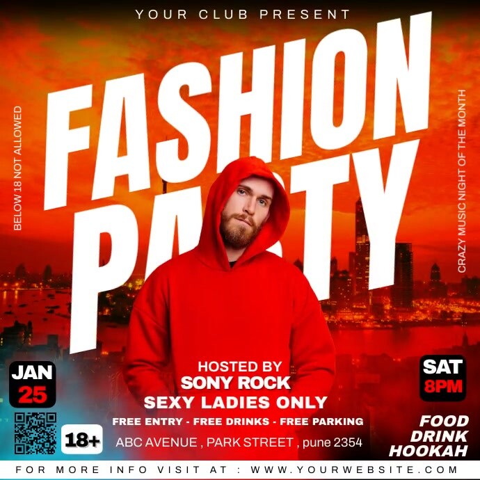 Red Maximalist Party Social Media Post Insta Template | PosterMyWall