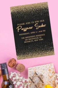 Red Maximalist Passover Party Invite Pinterest Graphic template