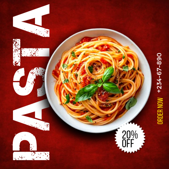 Plantilla de Red Maximalist Pasta Promotion Instagram Post | PosterMyWall