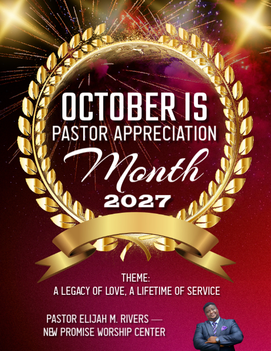 Red Maximalist Pastor Appreciation Month Flyer Template | PosterMyWall